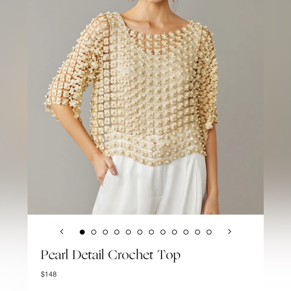 Stunning! NWT GOLD Crochet Pearl Top One Size Tuckernuck Beulah RIVR S M L - Picture 6 of 10